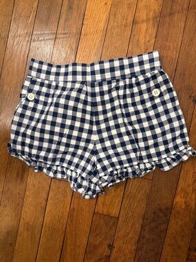 Janie and Jack Navy and White Gingham Ruffle Hem Shorts
